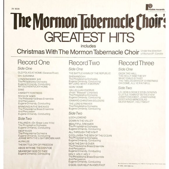 1974 Mormon Tabernacle Choir Vinyl Record Box Set Greatest Hits 3 Discs 33 VRC7 - Picture 2 of 2